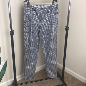 Reversible black and silver pants.